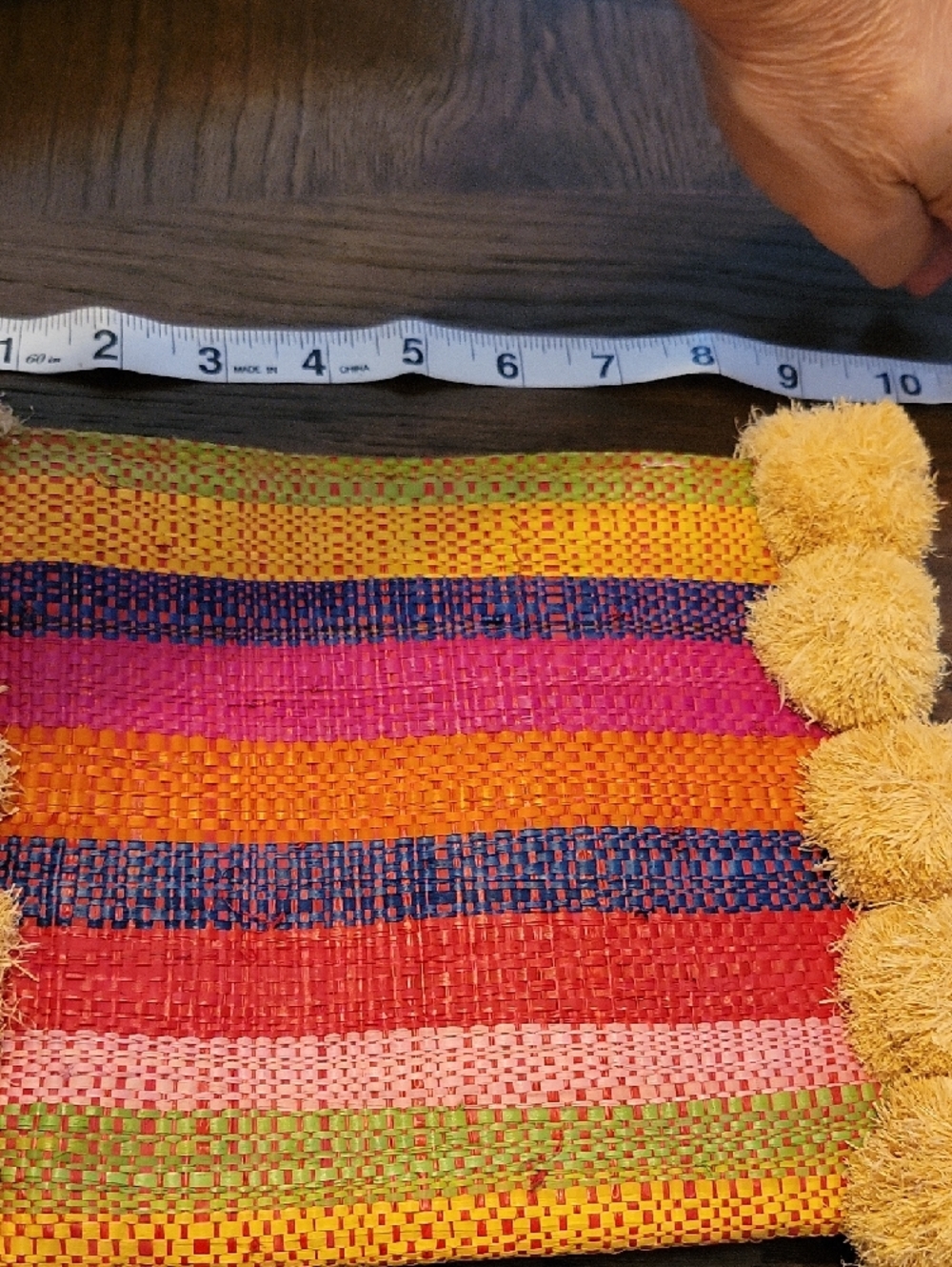 Natural Raffia Clutch with Red and Blue Trim - Picture 4 of 5